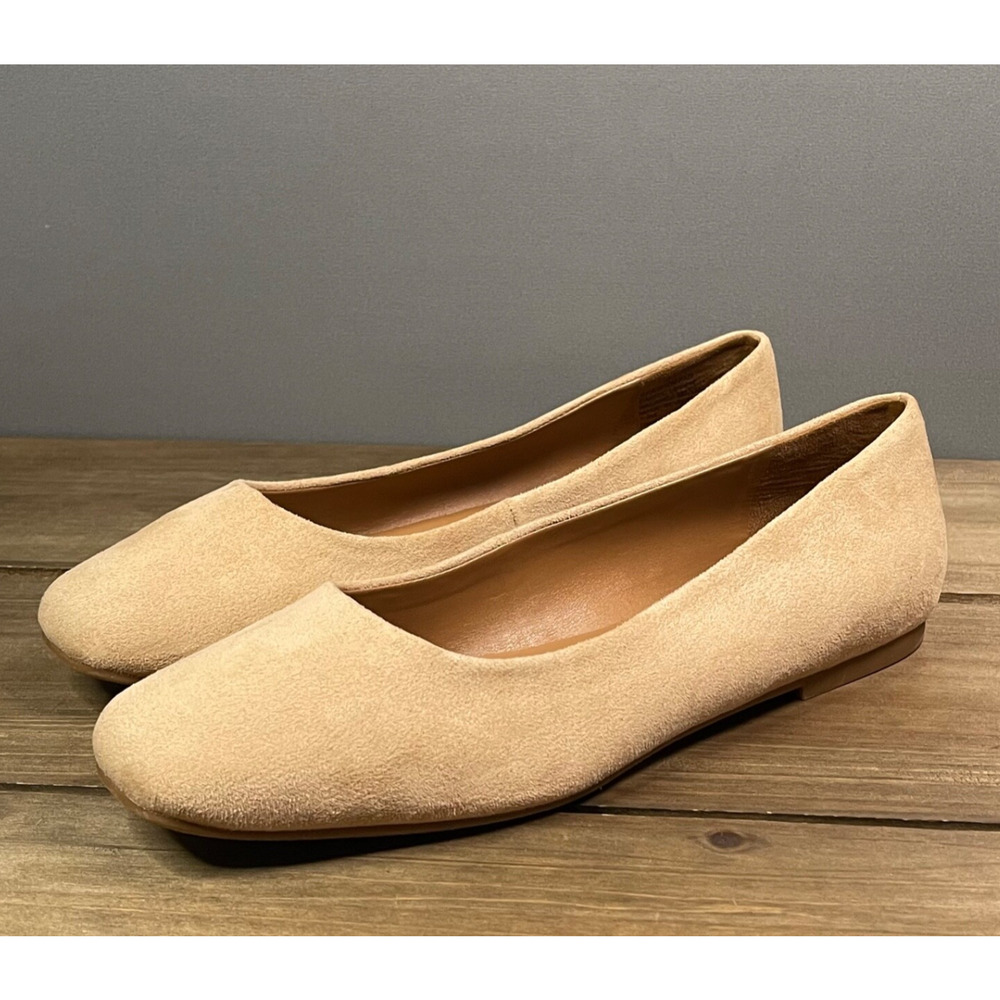 Nordstrom Rack Women's Aspen Flats Size 7.5 Light Tan Faux Suede Square Toe - Picture 5 of 12